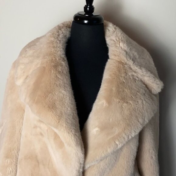 Zara Nude Blush Faux Fur Coat NWOT - Picture 3 of 6